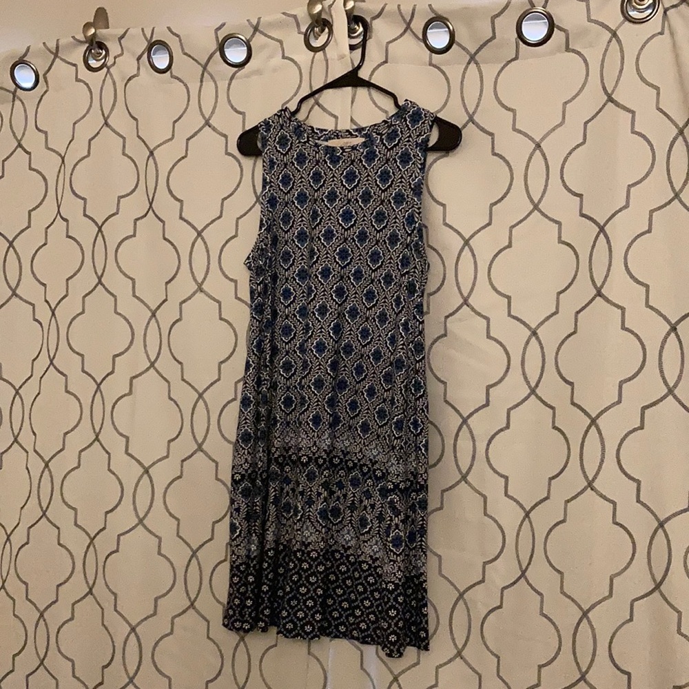 NWT Loft blue mosaic knee length sleeveless dress